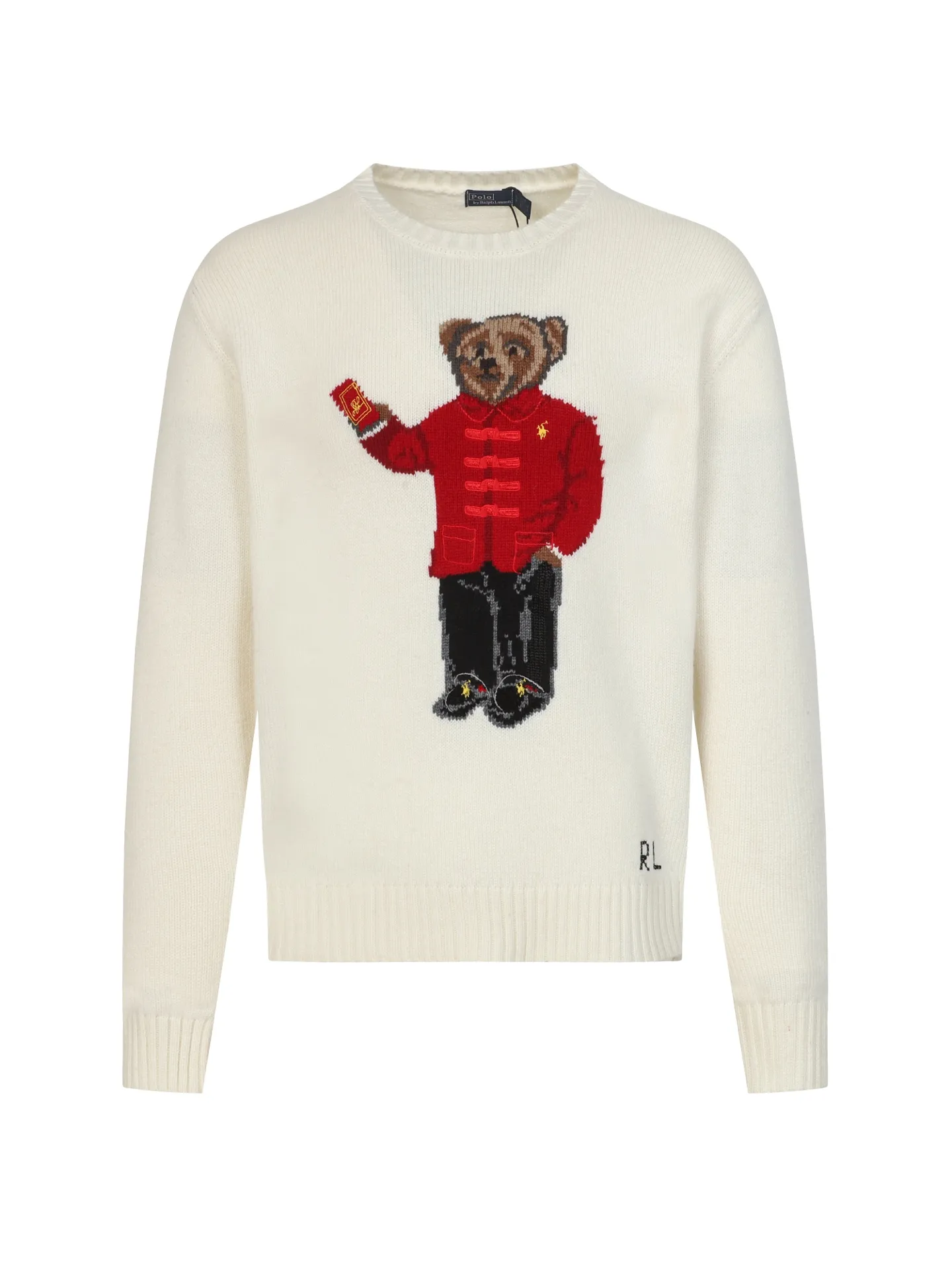 P470 [Wool] Original high-end quality Ralph lauren pol* 2026 early spring latest series! New Year's limited edition bear embroidered sweater, wool blend, soft and comfortable, super warm in autumn and winter! The little bear is wearing a red buttoned jacket and holding a red envelope. It is full of details and full of festive atmosphere. The classic round neck design is casual and versatile, and can be easily worn by both men and women. It is suitable for holiday gifts or daily wear. Exquisite craftsmanship + interesting design make it easy to create a festive look ✨. 3️⃣Personal color! S-M-L3️⃣ code!